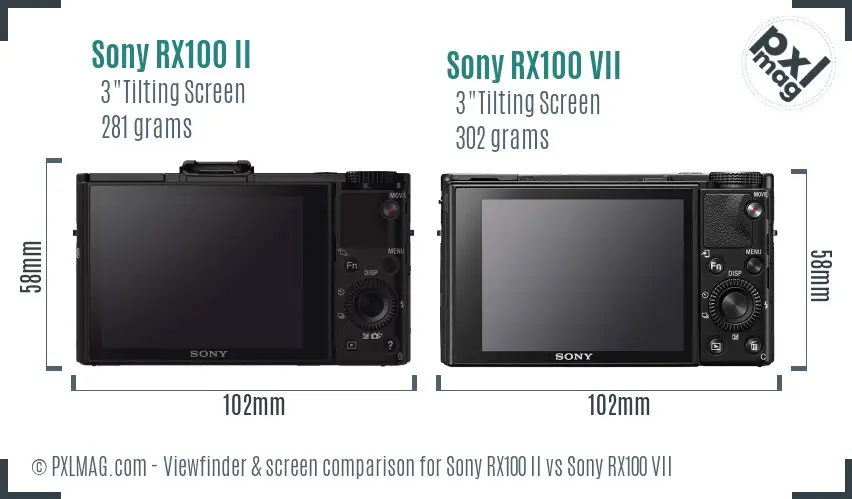 Sony RX100 II vs Sony RX100 VII Screen and Viewfinder comparison