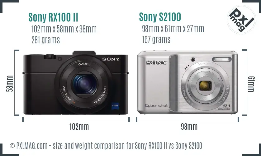 Sony RX100 II vs Sony S2100 size comparison