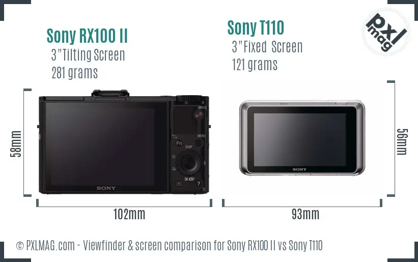 Sony RX100 II vs Sony T110 Screen and Viewfinder comparison