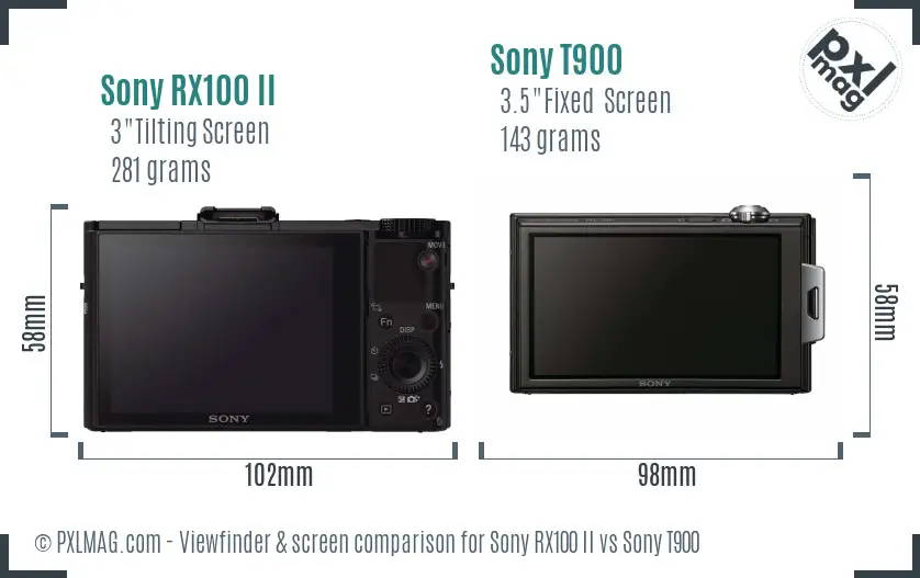 Sony RX100 II vs Sony T900 Screen and Viewfinder comparison