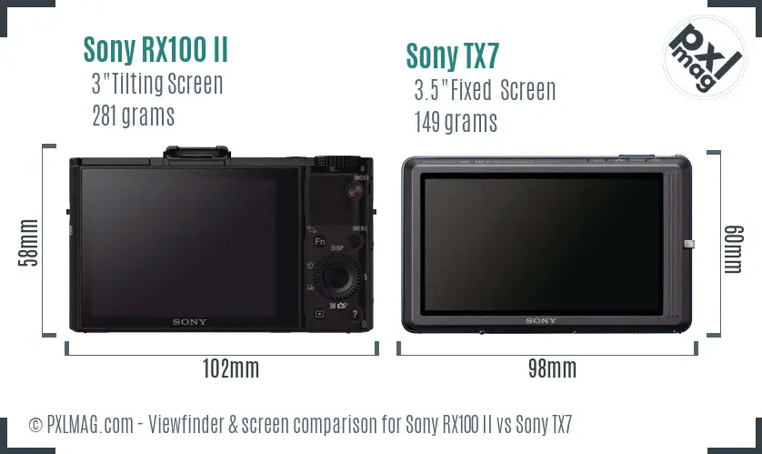 Sony RX100 II vs Sony TX7 Screen and Viewfinder comparison