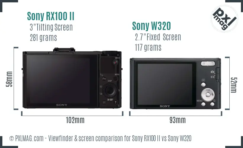 Sony RX100 II vs Sony W320 Screen and Viewfinder comparison