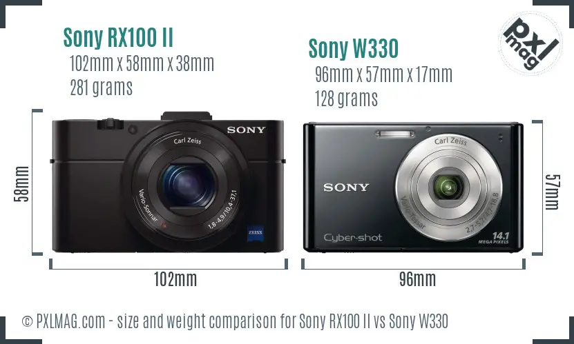 Sony RX100 II vs Sony W330 size comparison