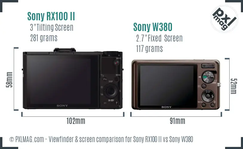 Sony RX100 II vs Sony W380 Screen and Viewfinder comparison