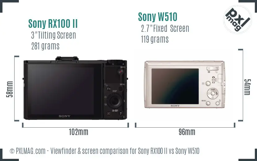 Sony RX100 II vs Sony W510 Screen and Viewfinder comparison