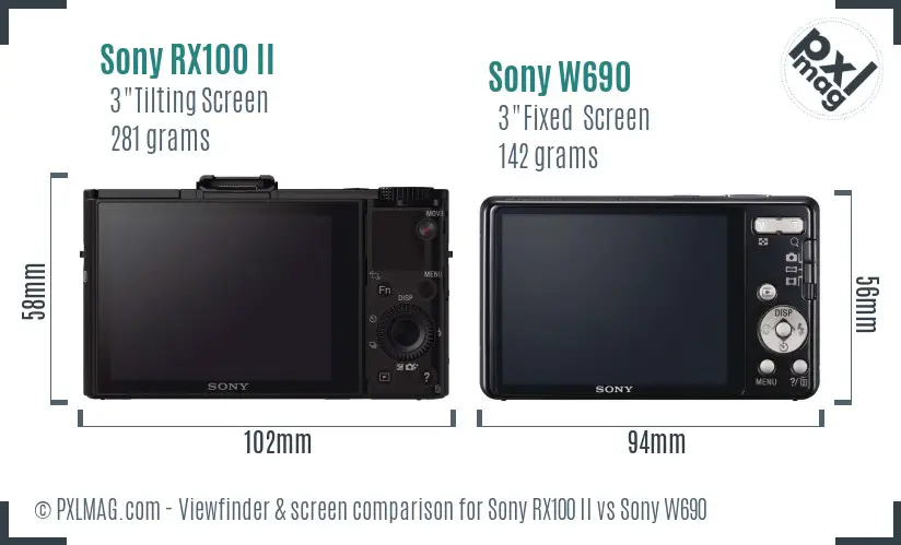 Sony RX100 II vs Sony W690 Screen and Viewfinder comparison