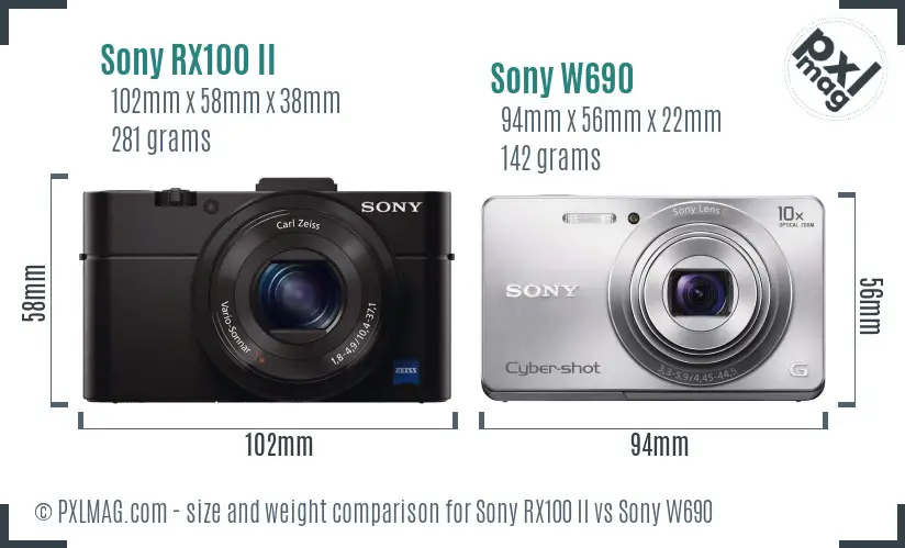 Sony RX100 II vs Sony W690 size comparison