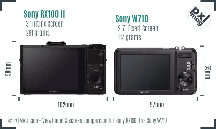 Sony RX100 II vs Sony W710 Screen and Viewfinder comparison