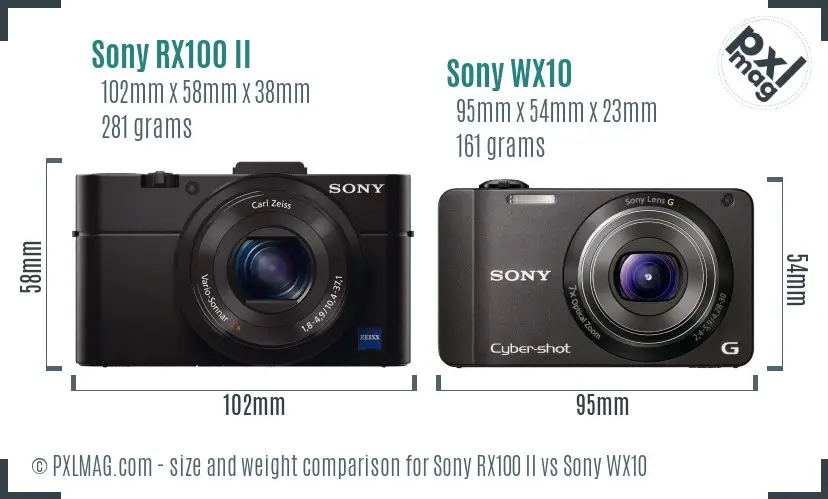 Sony RX100 II vs Sony WX10 size comparison