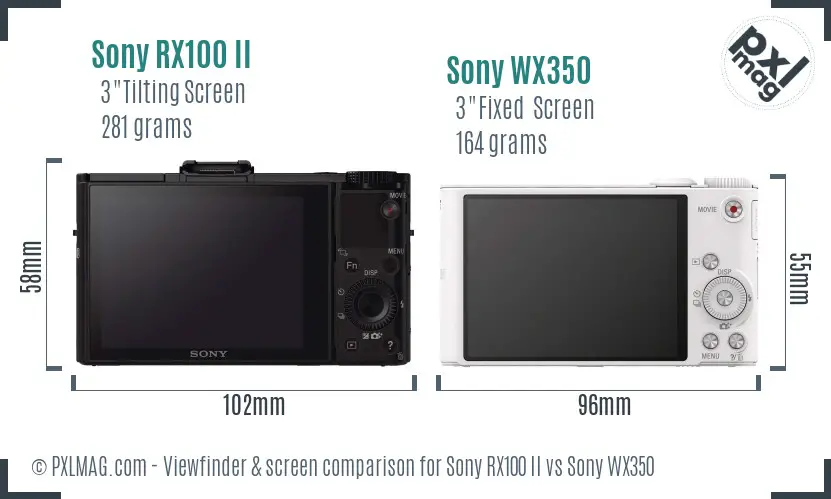Sony RX100 II vs Sony WX350 Screen and Viewfinder comparison