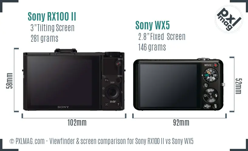 Sony RX100 II vs Sony WX5 Screen and Viewfinder comparison