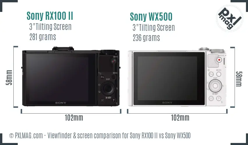 Sony RX100 II vs Sony WX500 Screen and Viewfinder comparison
