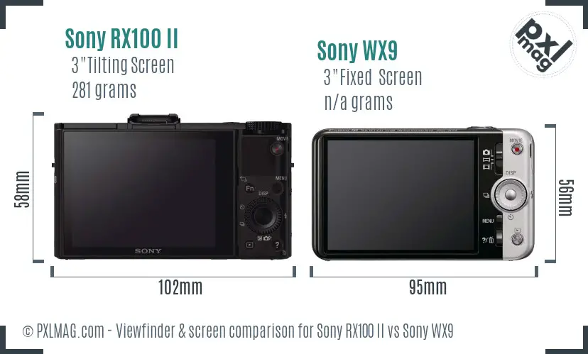 Sony RX100 II vs Sony WX9 Screen and Viewfinder comparison