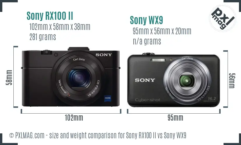 Sony RX100 II vs Sony WX9 size comparison