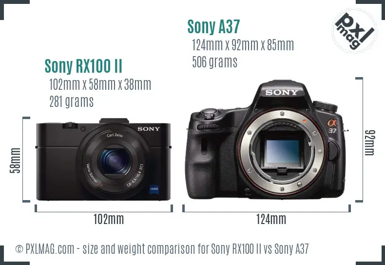 Sony RX100 II vs Sony A37 size comparison
