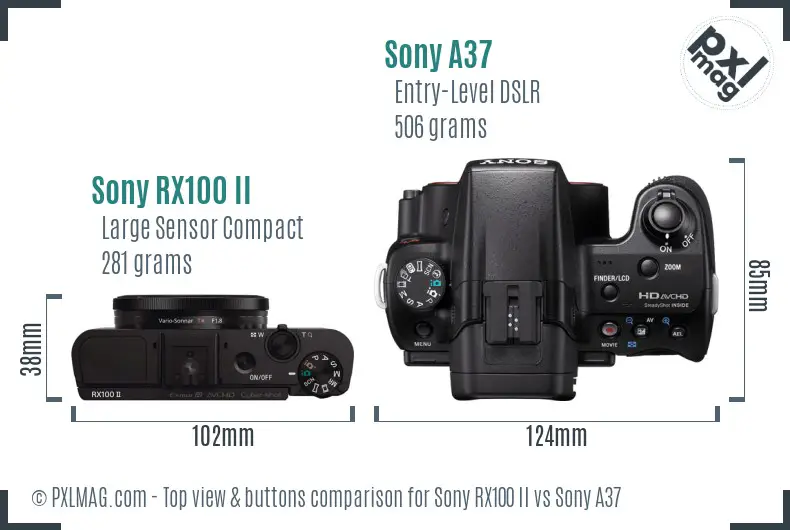 Sony RX100 II vs Sony A37 top view buttons comparison