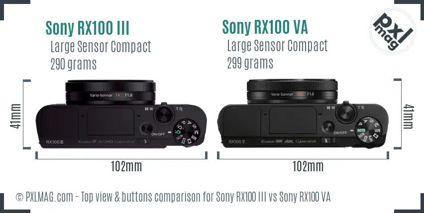 Sony RX100 III vs Sony RX100 VA top view buttons comparison