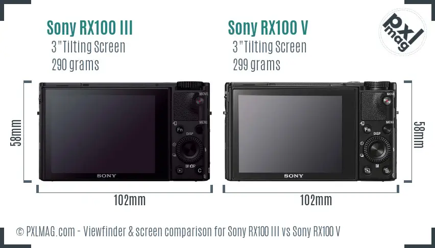 Sony RX100 III vs Sony RX100 V Screen and Viewfinder comparison