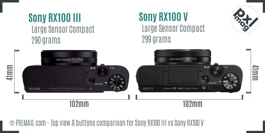 Sony RX100 III vs Sony RX100 V top view buttons comparison