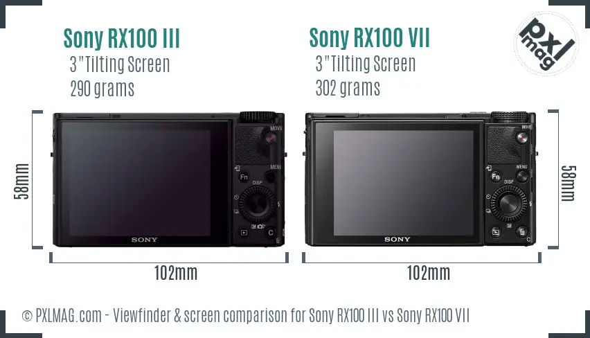 Sony RX100 III vs Sony RX100 VII Screen and Viewfinder comparison