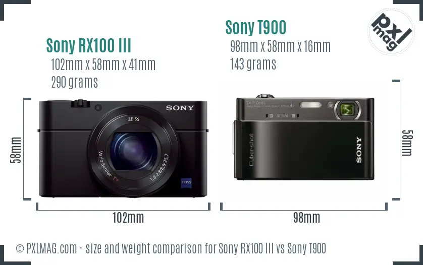 Sony RX100 III vs Sony T900 size comparison