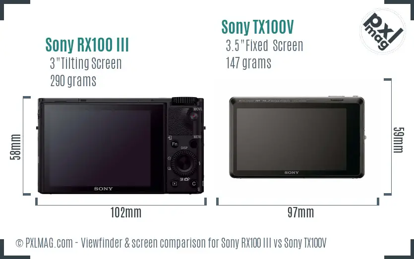 Sony RX100 III vs Sony TX100V Screen and Viewfinder comparison