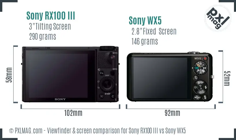 Sony RX100 III vs Sony WX5 Screen and Viewfinder comparison