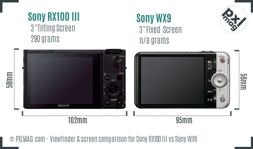 Sony RX100 III vs Sony WX9 Screen and Viewfinder comparison