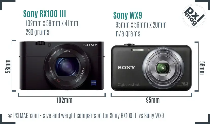 Sony RX100 III vs Sony WX9 size comparison
