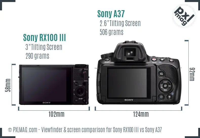 Sony RX100 III vs Sony A37 Screen and Viewfinder comparison