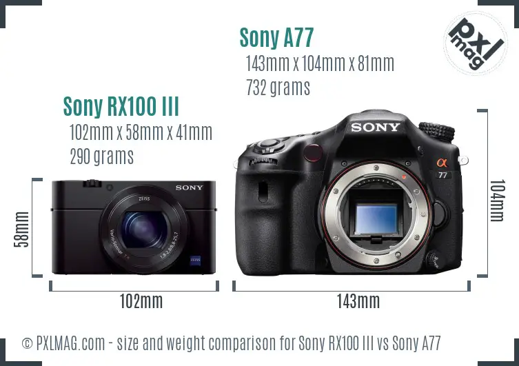 Sony RX100 III vs Sony A77 size comparison