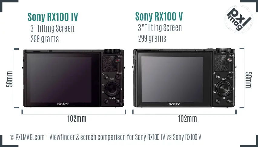 Sony RX100 IV vs Sony RX100 V Screen and Viewfinder comparison