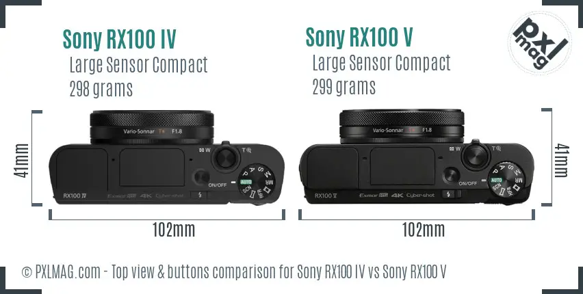 Sony RX100 IV vs Sony RX100 V top view buttons comparison