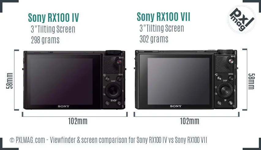 Sony RX100 IV vs Sony RX100 VII Screen and Viewfinder comparison