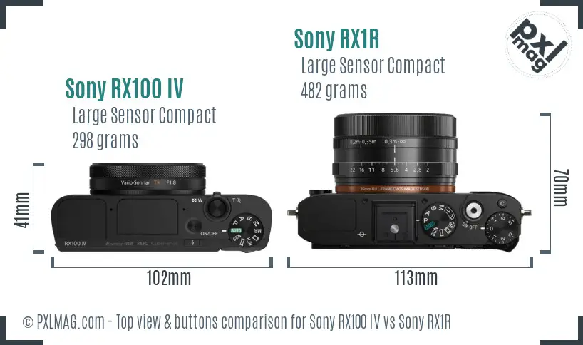 Sony RX100 IV vs Sony RX1R top view buttons comparison