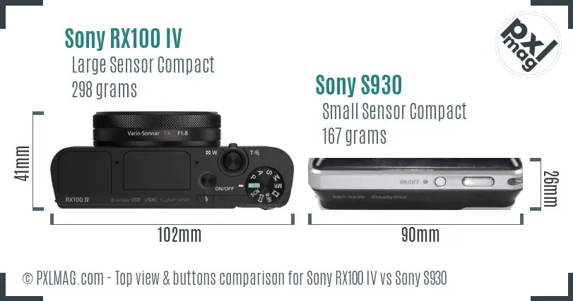 Sony RX100 IV vs Sony S930 top view buttons comparison