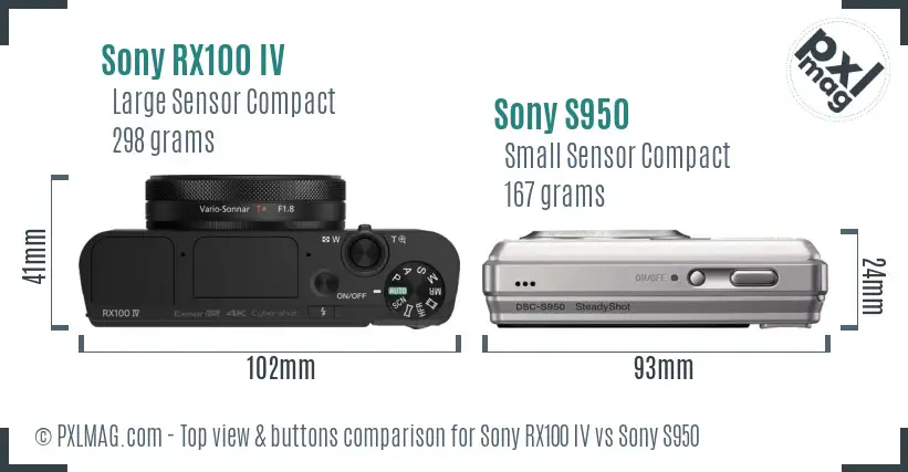 Sony RX100 IV vs Sony S950 top view buttons comparison