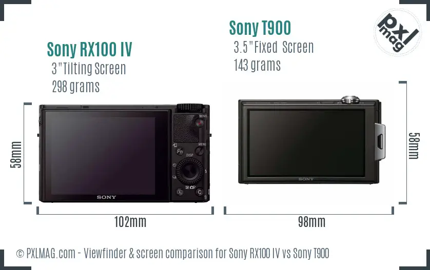 Sony RX100 IV vs Sony T900 Screen and Viewfinder comparison