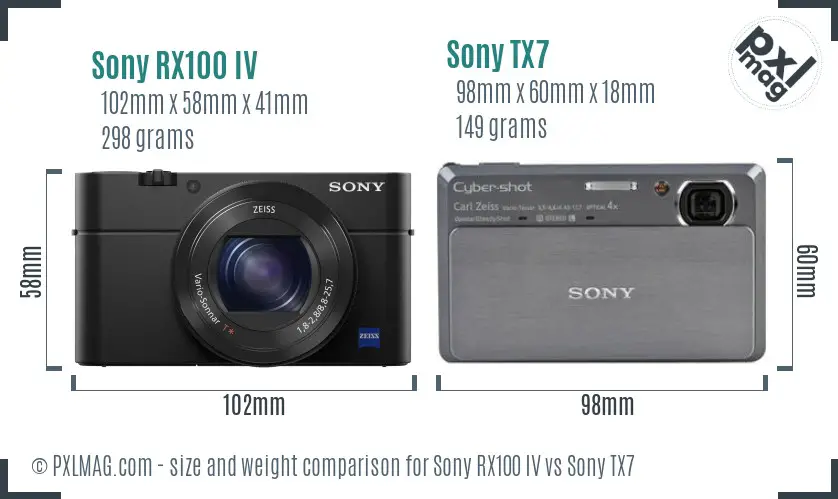 Sony RX100 IV vs Sony TX7 size comparison