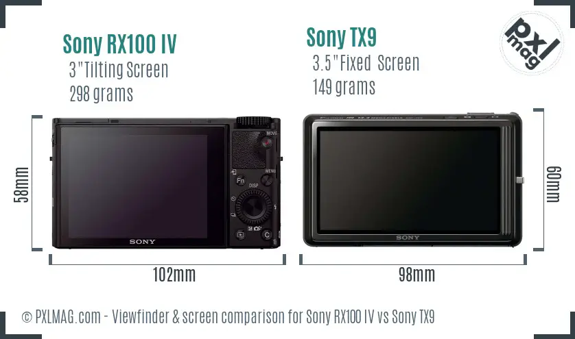 Sony RX100 IV vs Sony TX9 Screen and Viewfinder comparison