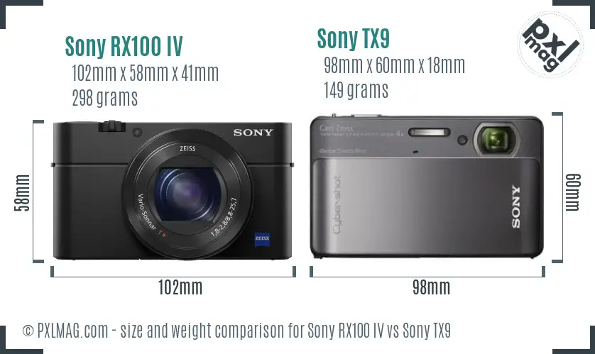 Sony RX100 IV vs Sony TX9 size comparison