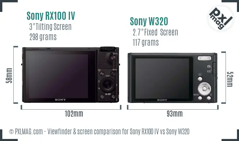 Sony RX100 IV vs Sony W320 Screen and Viewfinder comparison