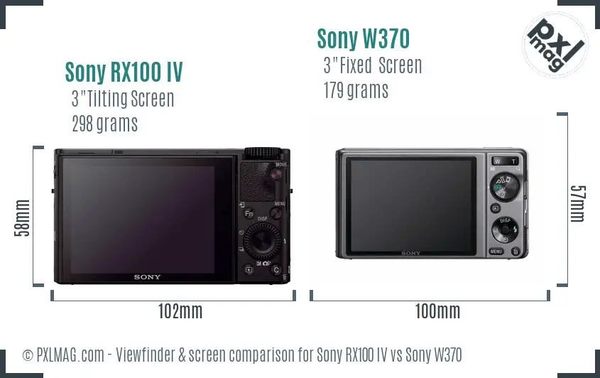 Sony RX100 IV vs Sony W370 Screen and Viewfinder comparison