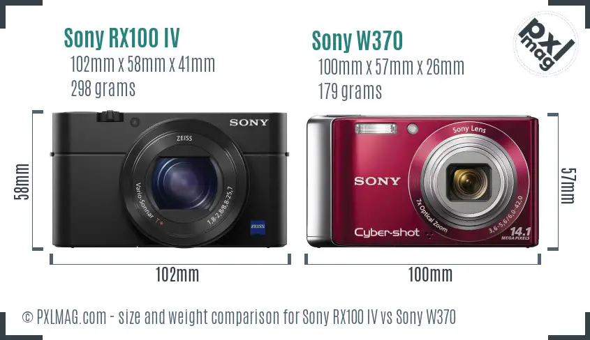 Sony RX100 IV vs Sony W370 size comparison