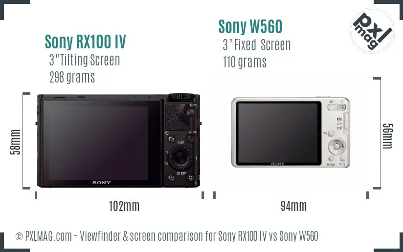 Sony RX100 IV vs Sony W560 Screen and Viewfinder comparison