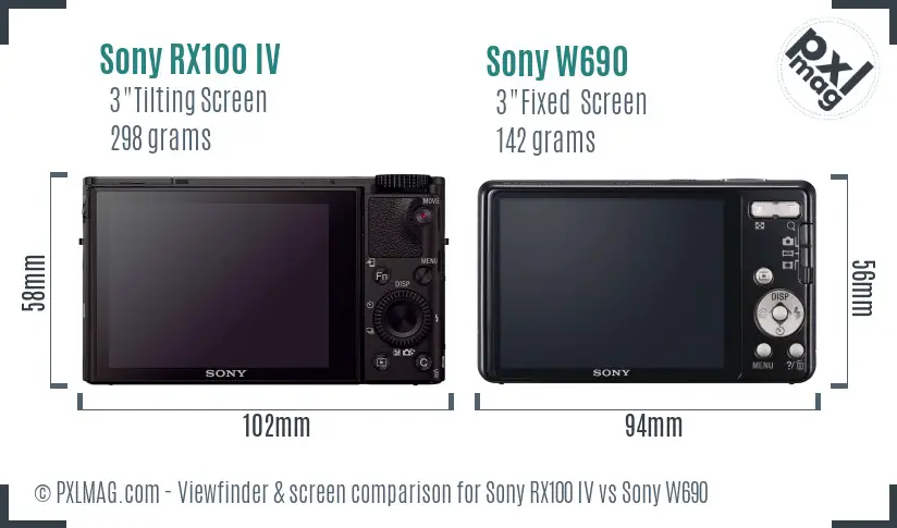 Sony RX100 IV vs Sony W690 Screen and Viewfinder comparison