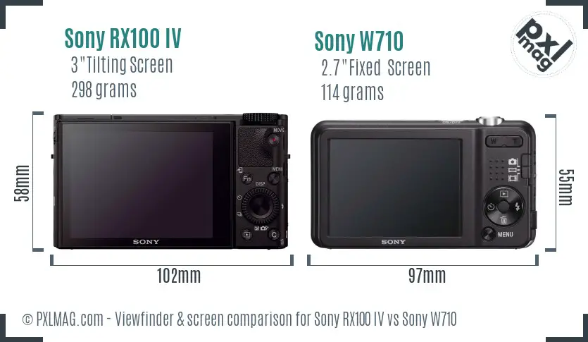 Sony RX100 IV vs Sony W710 Screen and Viewfinder comparison