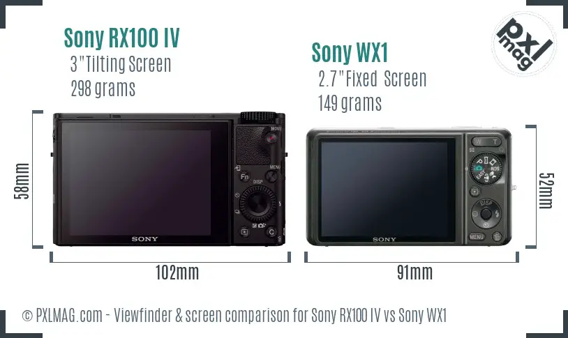 Sony RX100 IV vs Sony WX1 Screen and Viewfinder comparison