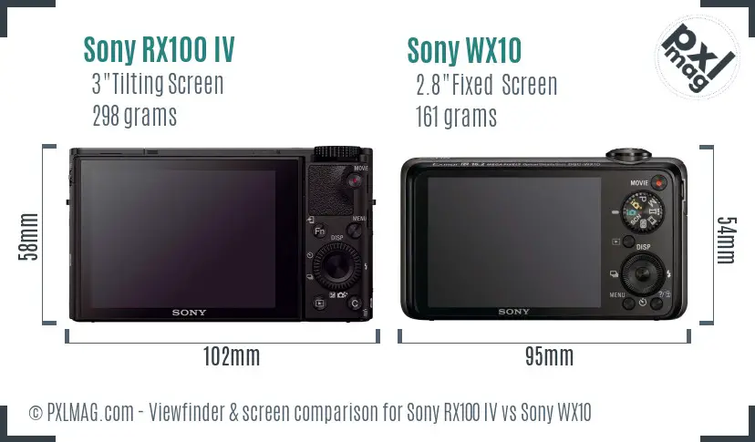 Sony RX100 IV vs Sony WX10 Screen and Viewfinder comparison