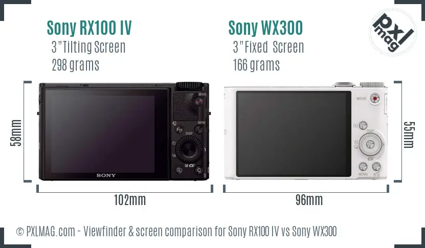 Sony RX100 IV vs Sony WX300 Screen and Viewfinder comparison
